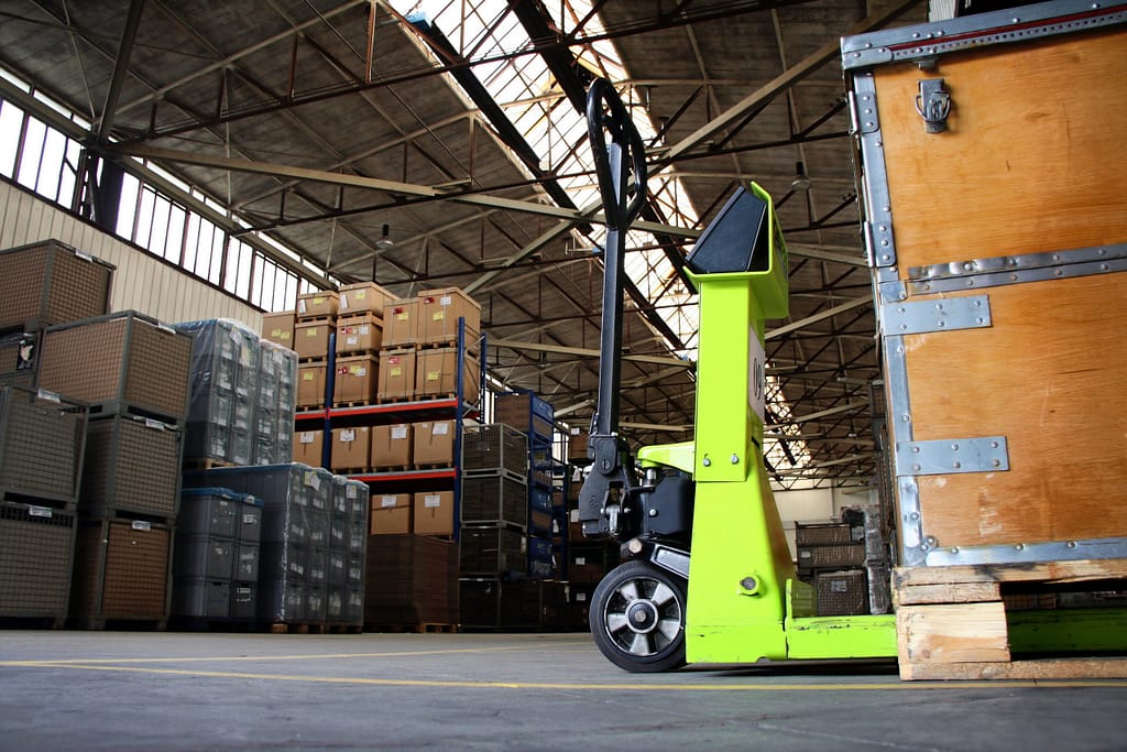 pallet jack with crate