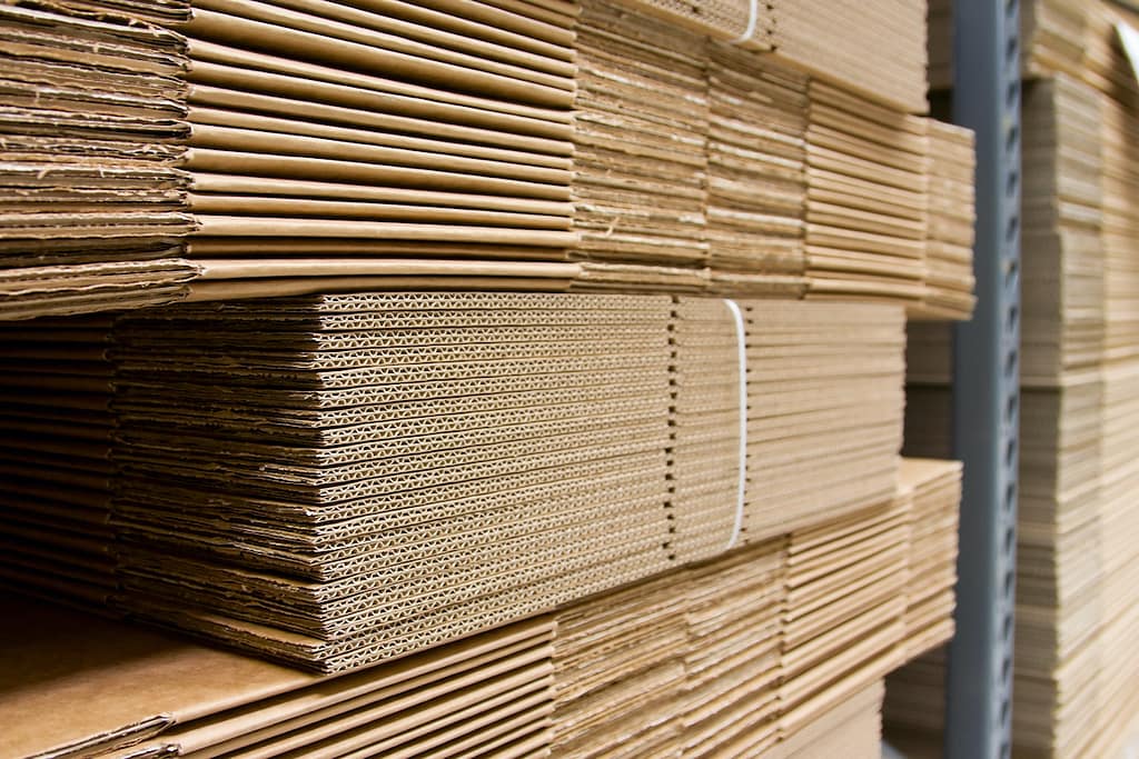 corrugated boxes bundled