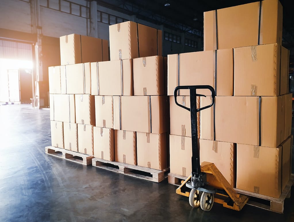 loaded skids on production floor