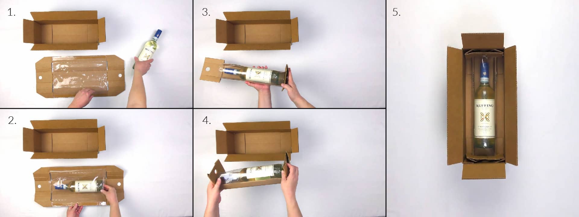 wine bottle in retention packaging