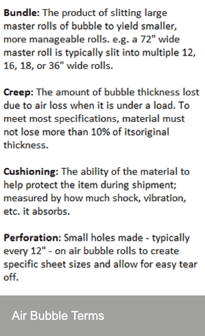 common terms for bubble wrap